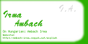 irma ambach business card